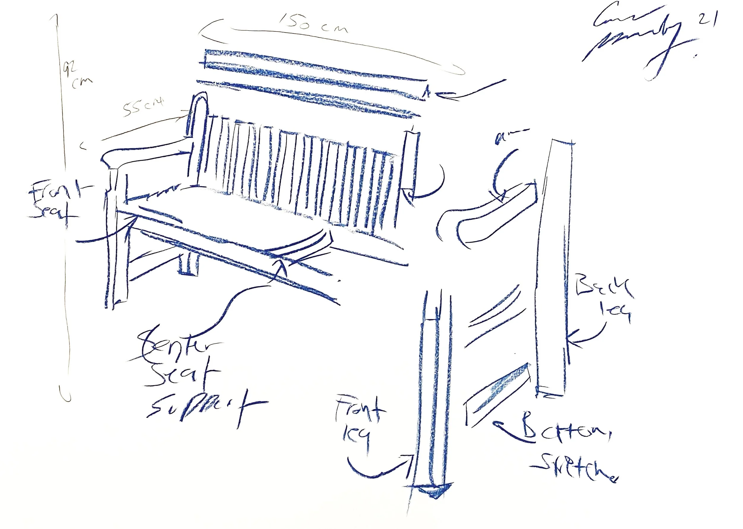 Structure Design Drawing, from the Bench Sculpture Drawings series by Conor Mccreedy