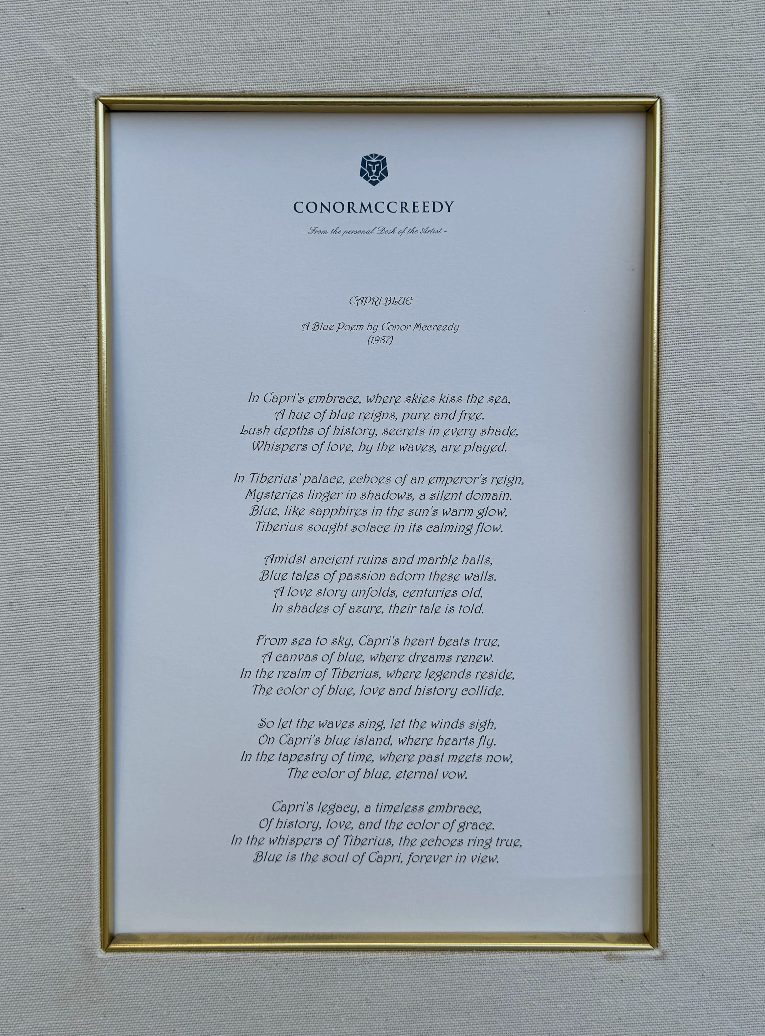 Typed Poem, from the Tiberius series by Conor Mccreedy