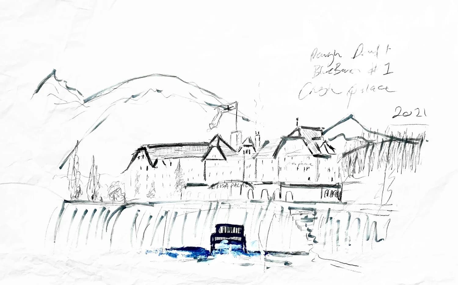 Cresta Palace Location Drawing 1, from the Bench Sculpture Drawings series by Conor Mccreedy