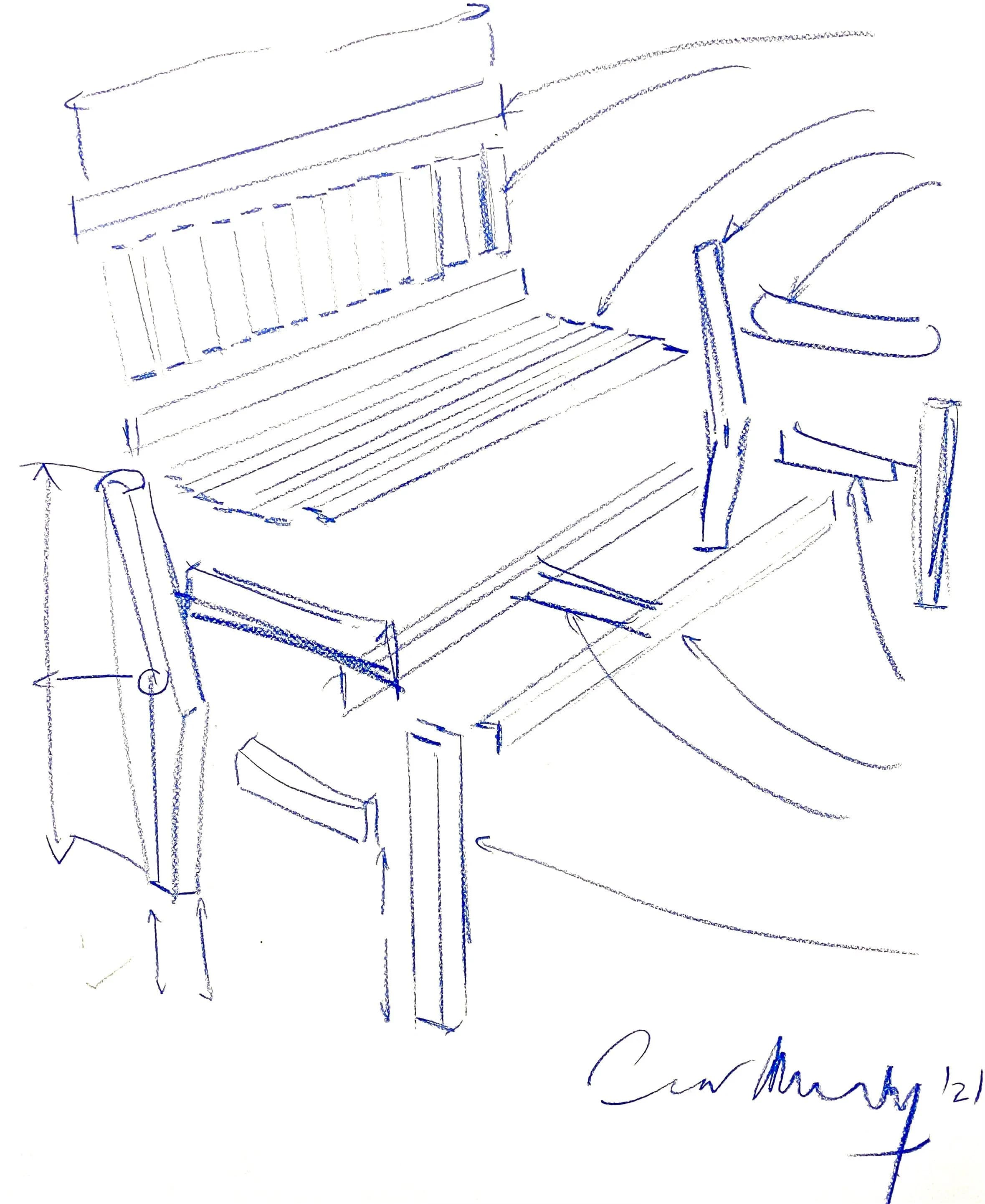 Structure Drawing 2, from the Bench Sculpture Drawings series by Conor Mccreedy