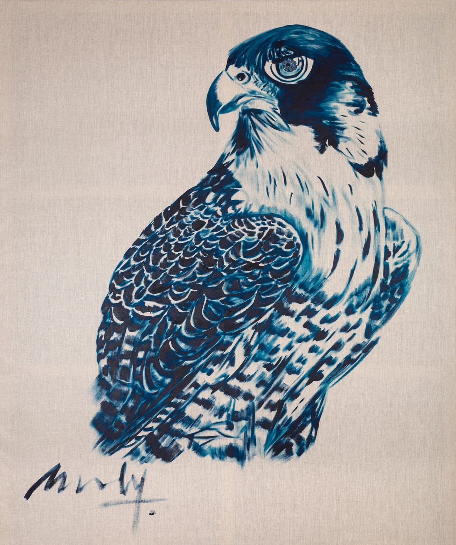 Blue Eyes Falcon Brooch — full painting