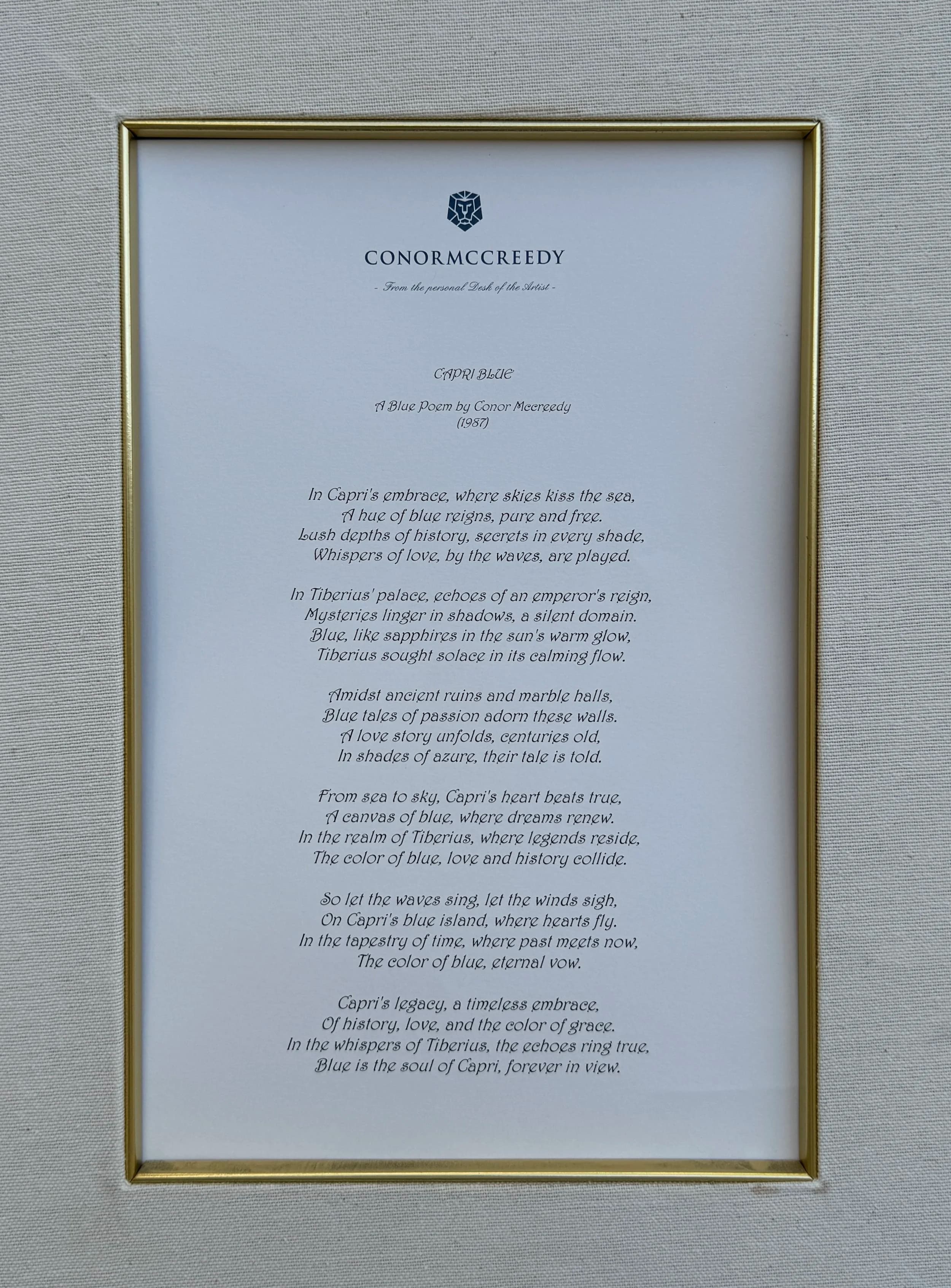 Typed Poem, from the Tiberius series by Conor Mccreedy